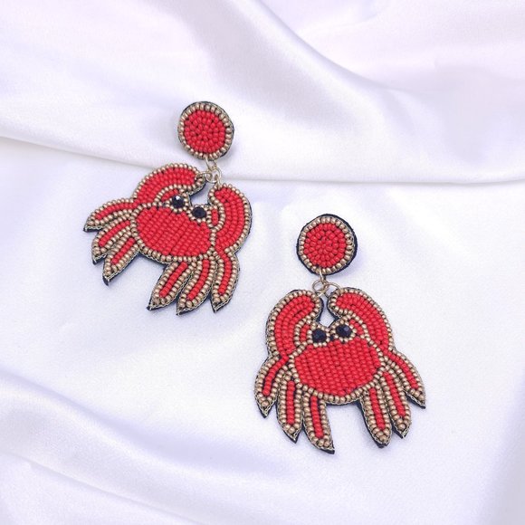 Seed Bead Earring, CRAB earring, LOBSTER earring, Beach earring,Mermaid, SEALIFE - Picture 4 of 6